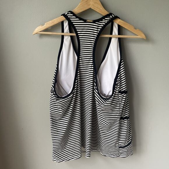 Ann Klein Swim Top Tankini Womens Plus Size 2X Black White Stripes‎ - Picture 2 of 8